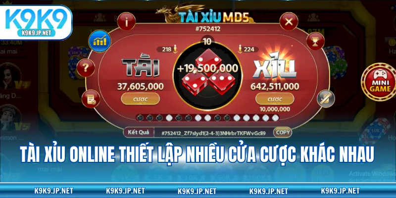Tài Xỉu online thiết lập nhiều cửa cược khác nhau